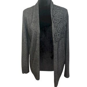 Cynthia Rowley Angora Blend Cardigan Sweater Size Lg Fabric Floral Detail